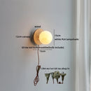 Helnys Nordic LED Wall Sconce Walnut Glass Ball Pull Chain Switch Wall Light