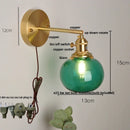 Helnys Vintage Blue Glass LED Wall Lamp with Pull Chain Switch