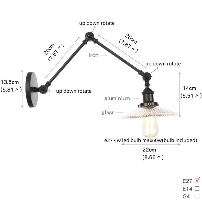 Helnys Swing Arm LED Wall Lights for Home Decor and Bedside Lamp
