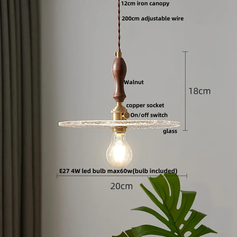 Helnys LED Pendant Lamp Walnut Copper Glass Luminaire Suspendisse