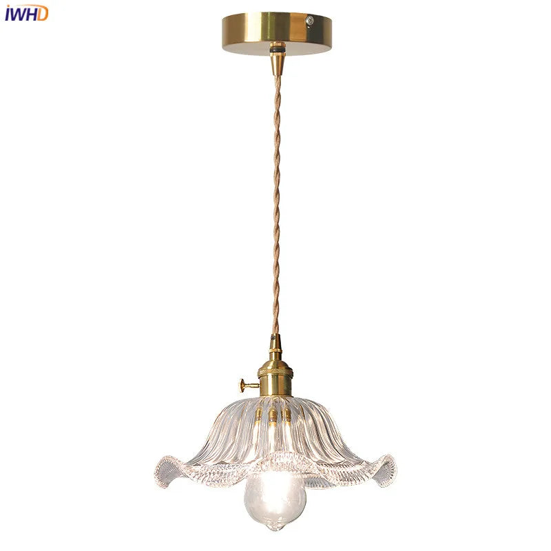 Helnys Flower Glass LED Pendant Lamp Modern Indoor Decor Lighting