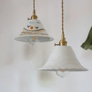 Helnys Ceramic Copper Knob Switch LED Pendant Light Fixture - Nordic Modern Dining Room Bar Lamp