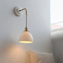 Helnys Ceramic LED Wall Sconce Copper Arm Adjustable Mirror Light