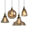 Helnys Vintage Copper LED Pendant Lamp Amber Glass Hanging Lights