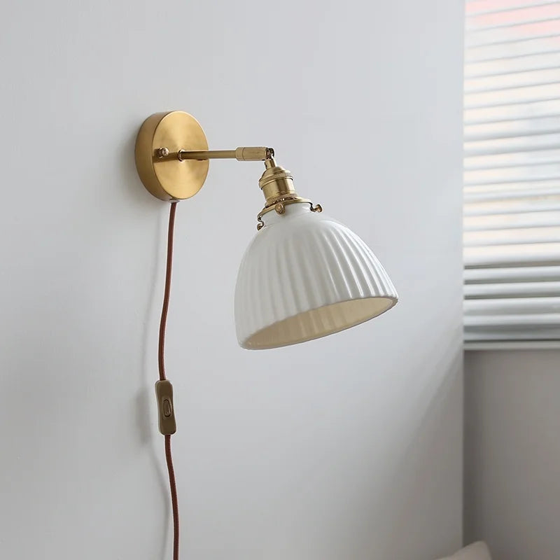 Helnys Ceramic LED Wall Sconce for Home Living Room Bedside Decor