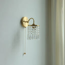 Helnys Vintage Crystal Wall Lights Pull Chain Switch - Luxury Copper Stair Light
