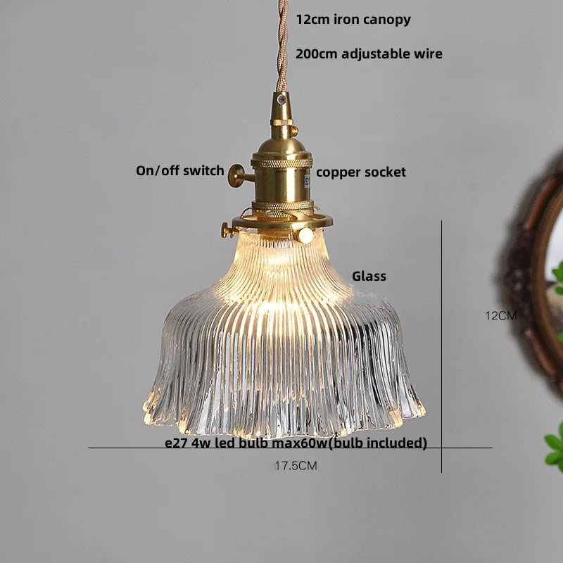 Helnys Amber Glass LED Pendant Lamp with Walnut Wood Accent