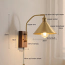 Helnys Nordic Copper LED Wall Lights Fixtures Switch Walnut Wall Lamp