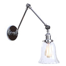 Helnys Chrome Industrial Swing Arm LED Wall Sconce Clear Glass Lamparas De Pared