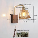 Helnys Walnut Wood LED Wall Sconce with Pull Chain Switch