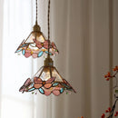 Helnys Tiffany Style Glass Flower LED Pendant Lamp Butterfly Hanglamp