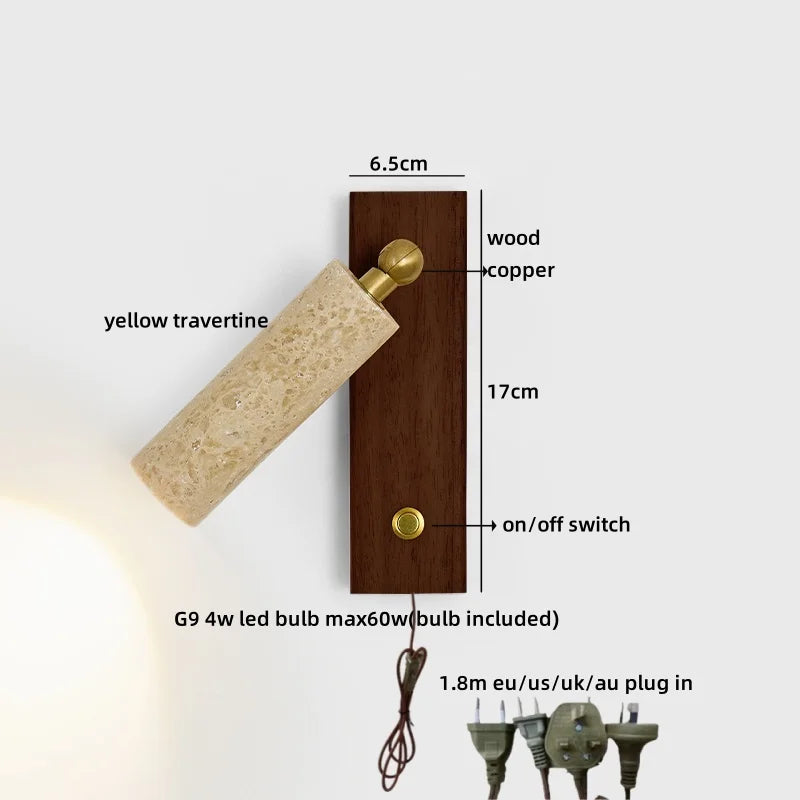 Helnys LED Wall Light Yellow Stone Wood Modern Nordic Lamparas