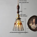Helnys Brass Vintage LED Pendant Light Fixture Walnut Wood Glass Dining Room Lamp