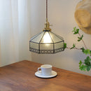 Helnys Gray Glass LED Pendant Light with Iron Canopy, Knob Switch