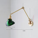 Helnys Ceramic Copper LED Wall Lamp, Adjustable Swing Arm Wall Light