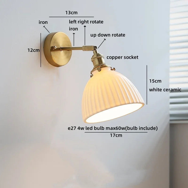 Helnys Pumpkin LED Wall Lamps Glass Nordic Modern Rotate Light