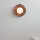 Helnys White Glass Ball LED Wall Lamps With Switch, Modern Wooden Stair Light