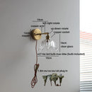 Helnys Nordic Crystal Glass Wall Sconce LED Light Fixture Antique Brass Gold Bedroom Lamp