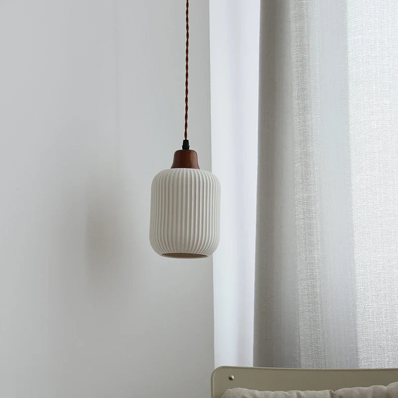 Helnys Ceramic Wood LED Pendant Lamp - Nordic Modern Hanging Light Fixtures