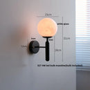 Helnys Modern Black Iron LED Wall Light with Pull Chain Switch & White Glass Shade