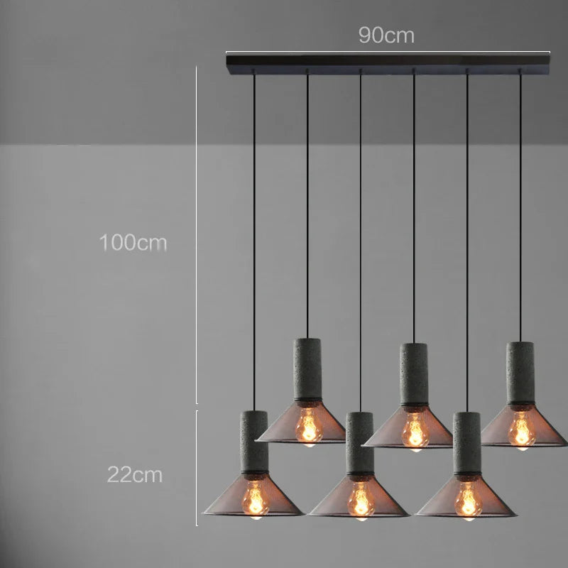 Helnys Industrial Pendant Light Cement Metal Lampshade Nordic Hanging Lamp LED