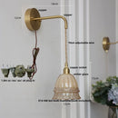Helnys Amber Glass LED Wall Light with Pull Chain Switch