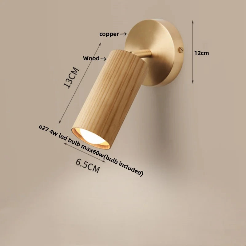 Helnys Nordic LED Wall Light - Modern Wood Indoor Lamp for Home Decor