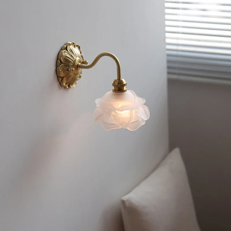 Helnys Copper Frosted Glass LED Wall Light Switch Indoor Lamp for Home Decor