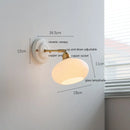 Helnys White Glass LED Wall Lights with Copper Arm Socket for Bedroom & Living Room