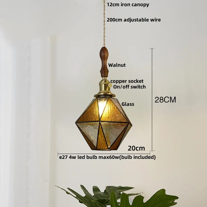 Helnys Blue Glass LED Pendant Light - Nordic Modern Adjustable Hanging Lamp
