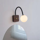 Helnys Glass Ball LED Wall Lamps Black Hose Adjustable Square Wood Bathroom Lights