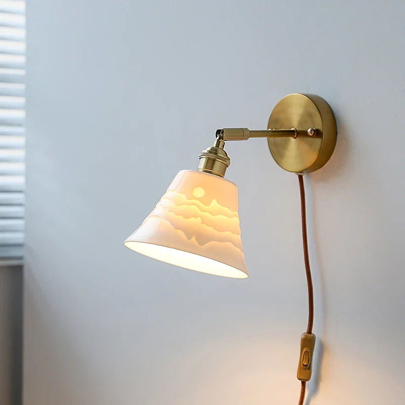 Helnys Nordic LED Wall Light Ceramic Bedroom Stair Lamp
