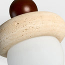 Helnys White Glass LED Pendant Lamp with Wood Base, Nordic Modern Hanging Light