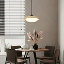 Helnys Yellow Travertine LED Pendant Light Fixture with Adjustable Wire and White Glass