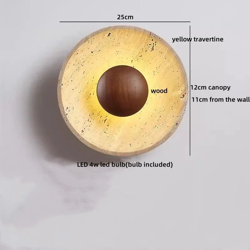 Helnys LED Wall Light Yellow Stone Wood Modern Nordic Lamparas
