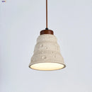 Helnys LED Pendant Lights Japanese Style Wood Canopy Cement Lampshade
