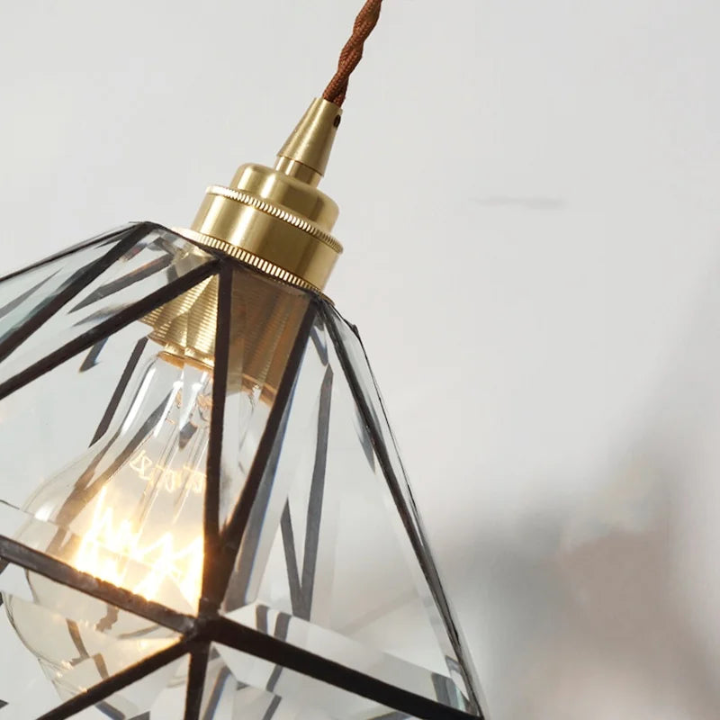 Helnys Japanese LED Glass Pendant Lamp Adjustable Hanging Light Fixtures