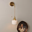 Helnys Copper Ceramic LED Wall Light Fixture with Pull Chain Switch
