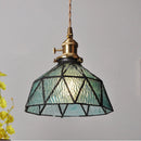 Helnys Blue Glass LED Pendant Light with Adjustable Copper Knob Switch