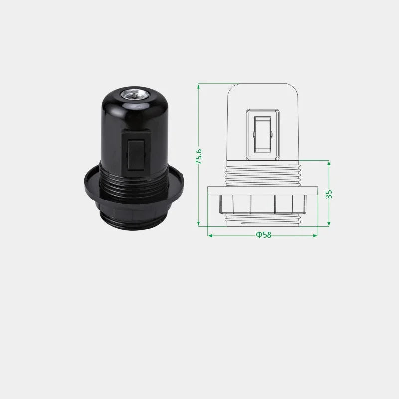 Helnys E27 Base Bulb Socket Lamp Holder with Switch