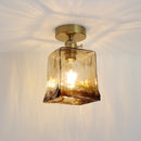 Helnys Amber Glass Ceiling Lamp LED 4W Copper Socket for Home Lighting