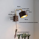 Helnys Walnut Wood LED Wall Sconce with Pull Chain Switch