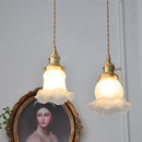 Helnys White Bud Glass LED Pendant Light - Modern Nordic Wire Adjustable Hang Lamp