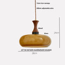 Helnys Amber LED Pendant Light Fixture, Wood Glass Loft Hang Lamp