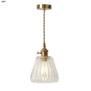 Helnys Clear Glass LED Pendant Light Fixture with Copper Knob Switch