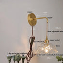 Helnys Glass LED Wall Light Fixture Modern Rotate Clear Glass Bedside Lamp