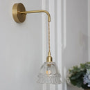 Helnys Amber Glass LED Wall Light with Pull Chain Switch