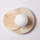 Helnys Wood White Glass LED Wall Sconce for Home Dining Room Mirror Light