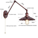 Helnys Loft LED Wall Lights with Pull Chain Switch for Bathroom Mirror, Living Room, Bedside