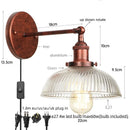 Helnys Vintage LED Wall Light with Pull Chain Switch, Rustic Industrial Bedside Lamp